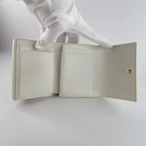 CHRISTIAN DIOR Cannage Lotus Leather Trifold Wallet - Picture 8 of 11